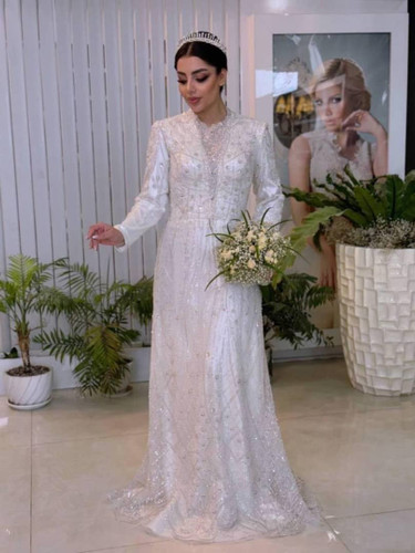 لباس نیلوفری تمام کار شده